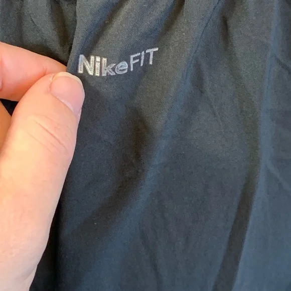 Nike Black Pant Yellow Stripes L drawstring elastic waist zipper pockets & legs - Picture 3 of 8